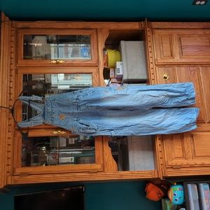 Juniors size medium overalls with hand embroidered flowers
